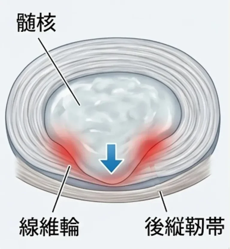椎間板を構成する外側の線維輪と内側の髄核の図