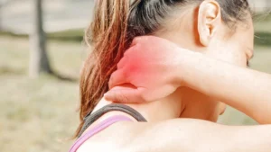 Neck pain and stiffness image for international chiropractic and body care page in Roppongi
